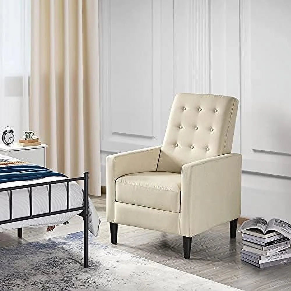 Mid-Century Modern Fabric Recliner Chair with Thicker Seat Cushion H1641
