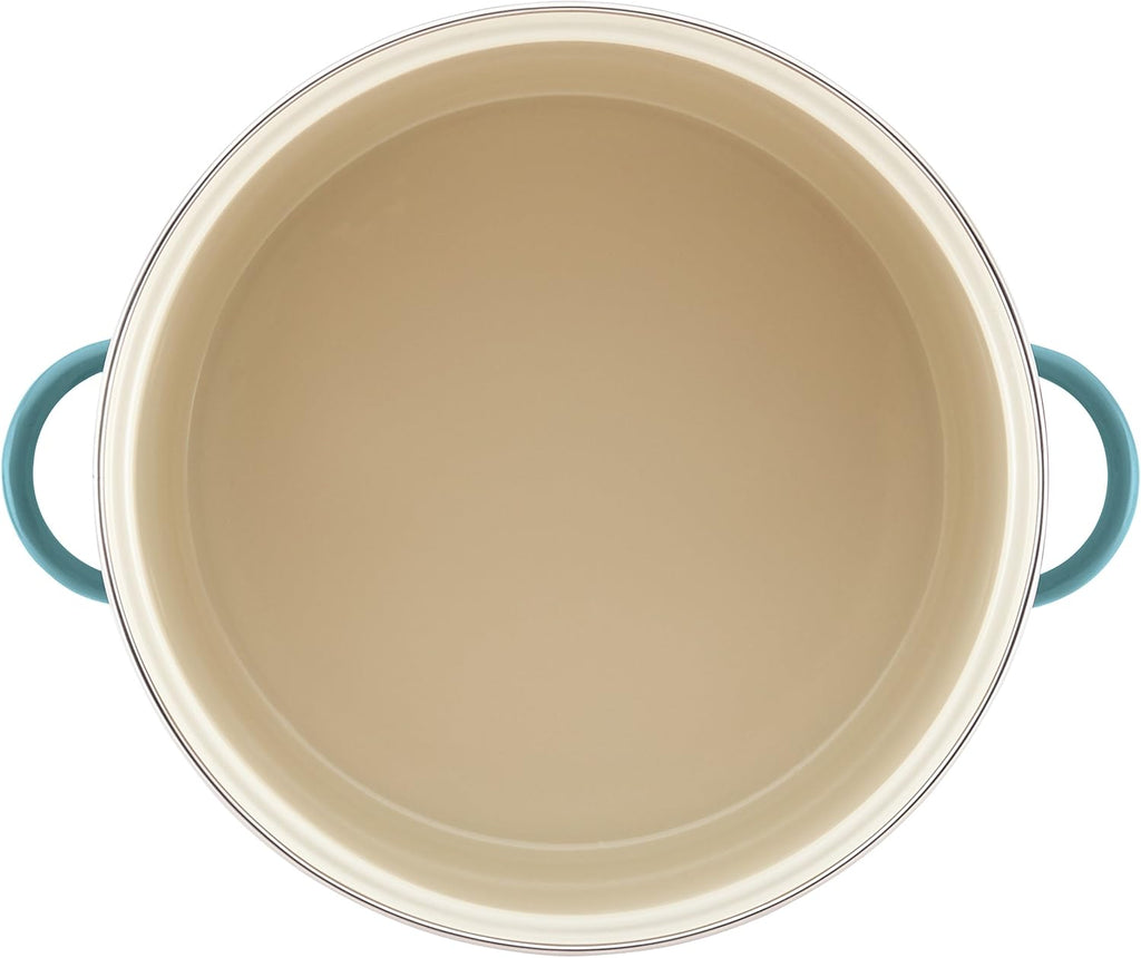 16 Quart Enamel Steel Stock Pot with Lid, Aqua Blue Z14175