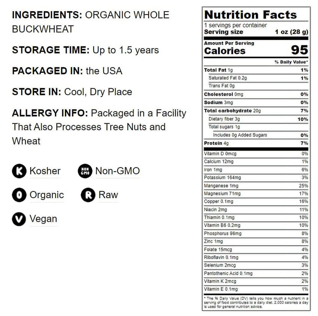 Organic Whole Grain Buckwheat Flour, 4 Pounds, Non-GMO, Vegan H5152
