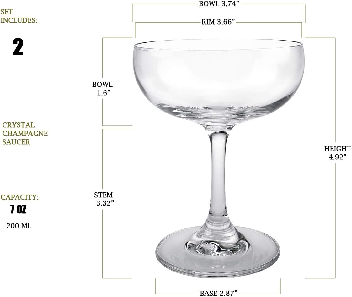 Champagne Coupe Glasses Set of 2, 7 oz C91621