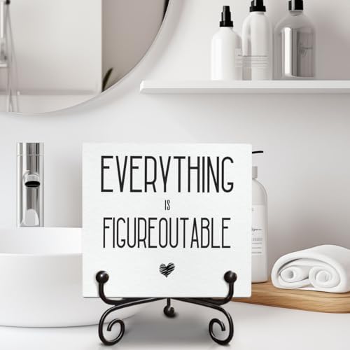 Funny Positive Quotes Wooden Sign for Office Shelf Desk Decor, 5 x 5 Inches A1072