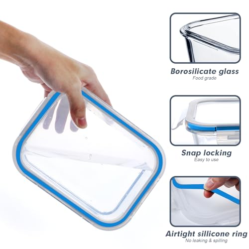 Glass Food Storage Containers with Lids, Airtight Meal Prep S710548
