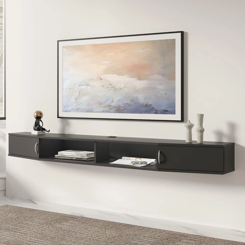 Floating TV Stand with Cabinet, Wall Mounted TV Shelf, 70'' C179431