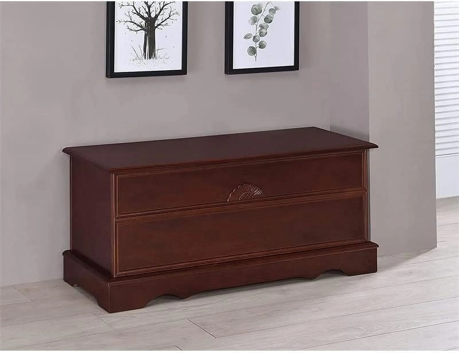 Wood Storage Blanket Chest Trunk, Warm Brown U323819