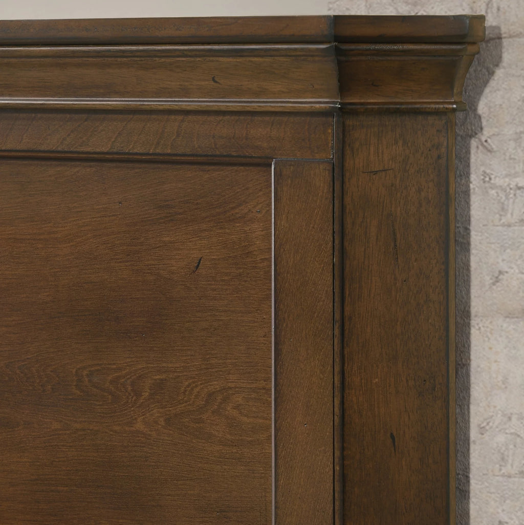Traditional Wood Panel Bed Queen Antique Walnut Finish X150129