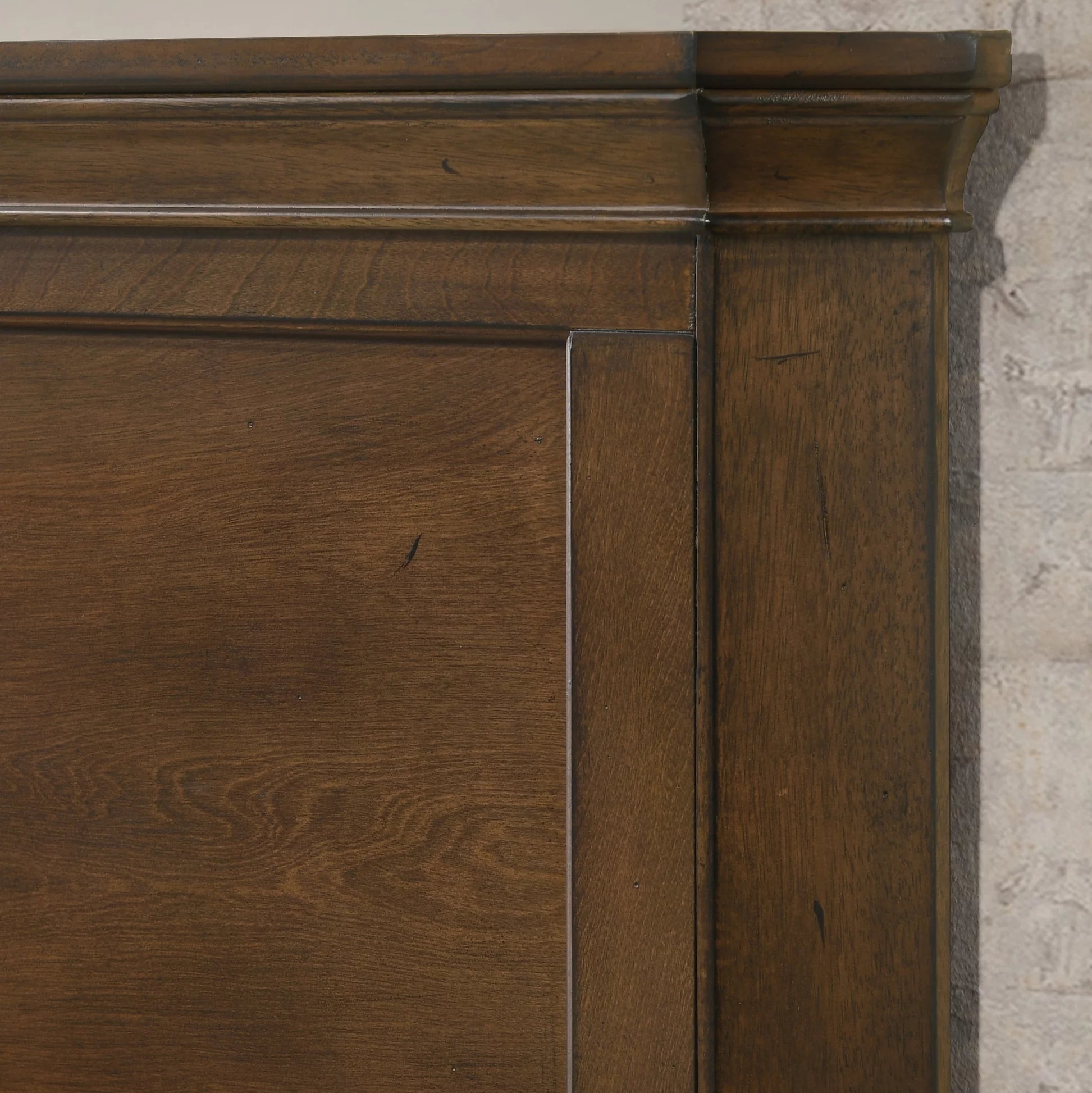 Traditional Wood Panel Bed Queen Antique Walnut Finish X150129