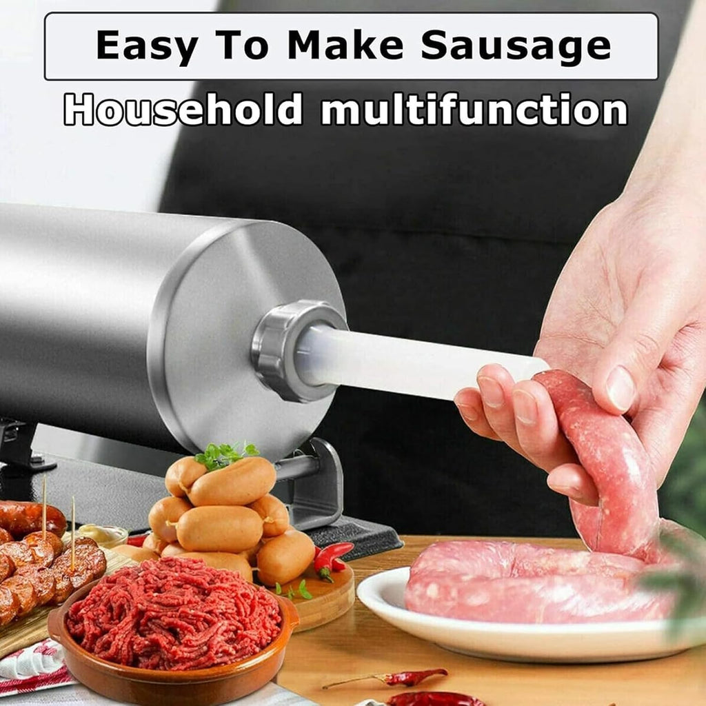 Stainless Steel Manual Sausage Stuffer, 6LBS/3L with 4 Filling Tubes O91989