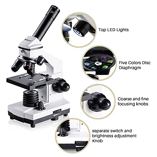 Compound Microscope 100X-2000X with Slides for Kids Students Z499