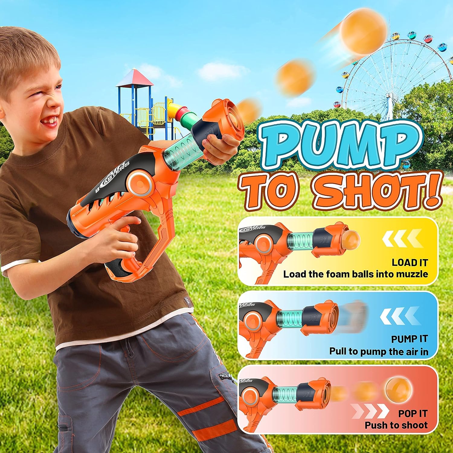 Foam Ball Popper Toy Gun with 36 Bullet Balls for Kids C127