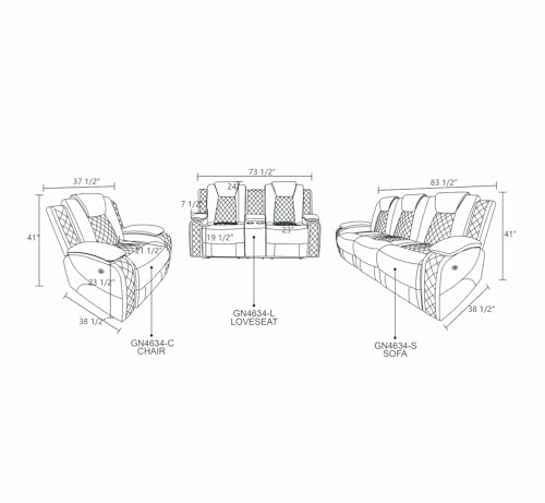 White Leather 3-Piece Recliner Sofa Set V815