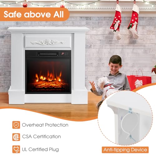 Electric Fireplace with Mantel, 32 Inch Heater with Remote Control A4402