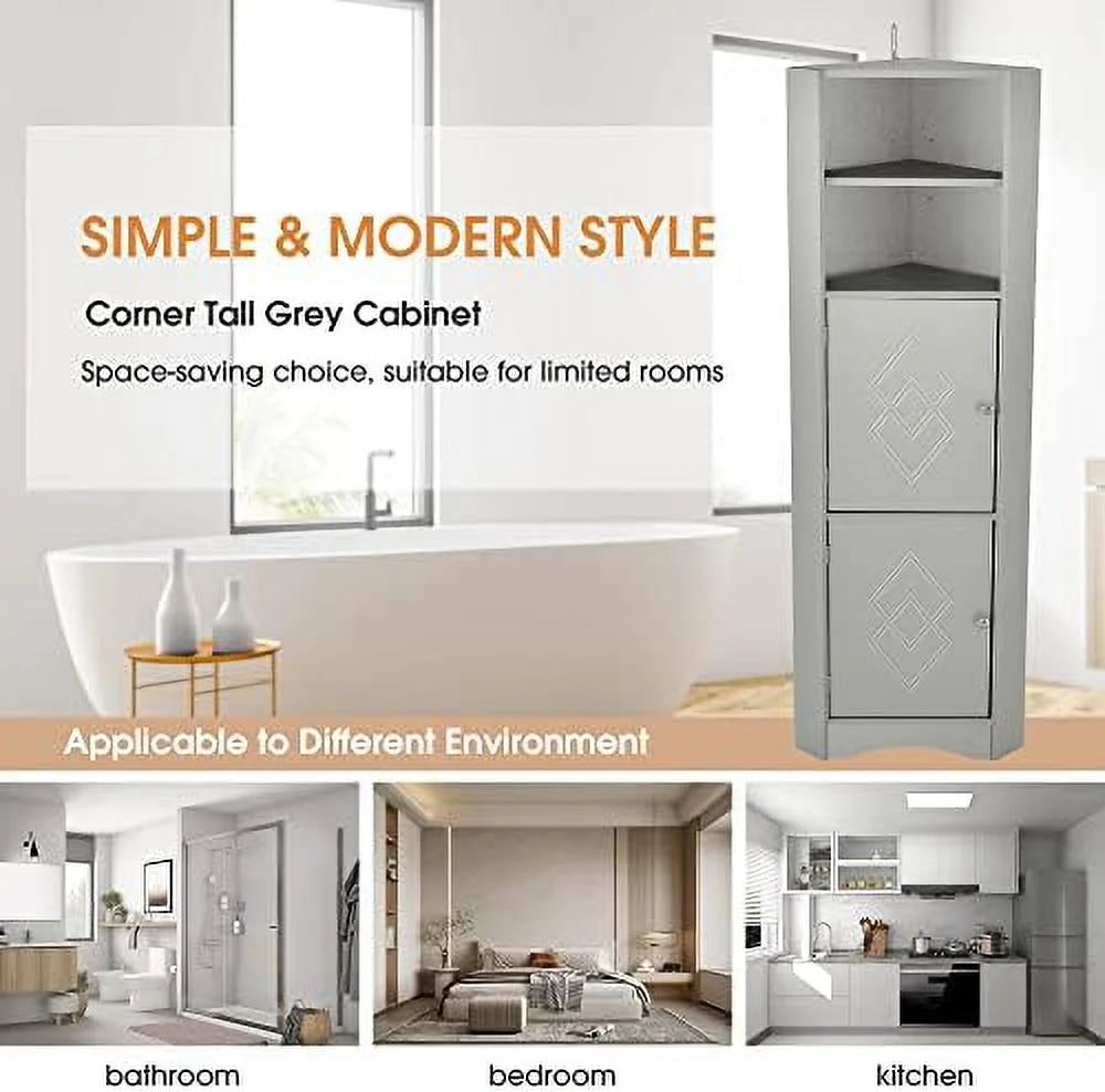 Corner Cabinet with Doors and 2 Adjustable Shelves M2698