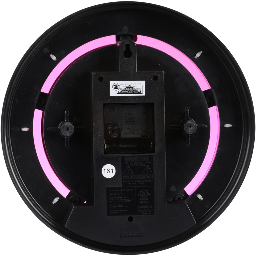 Indoor 11" Pink Arabic Neon Wall Clock G8571