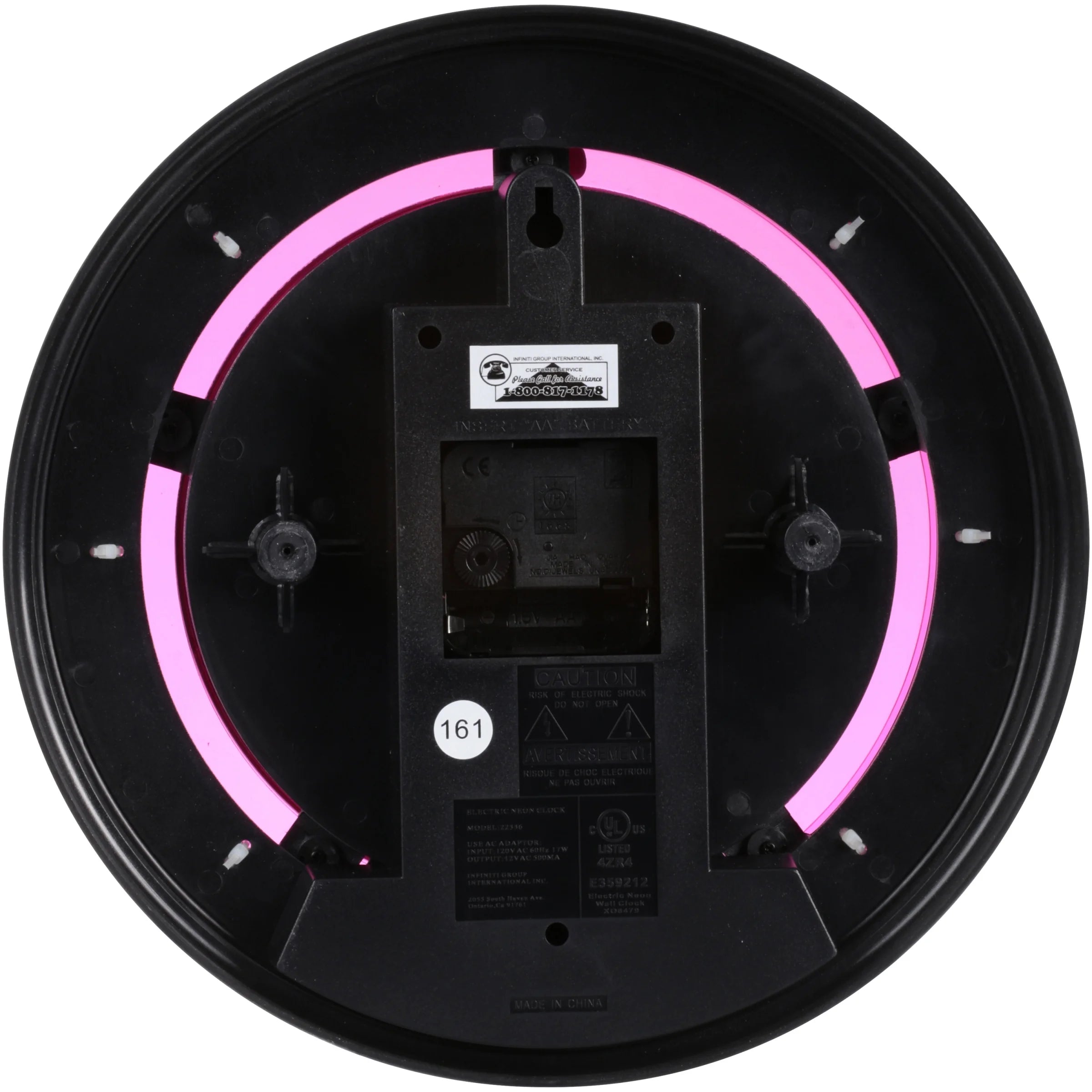 Indoor 11" Pink Arabic Neon Wall Clock G8571