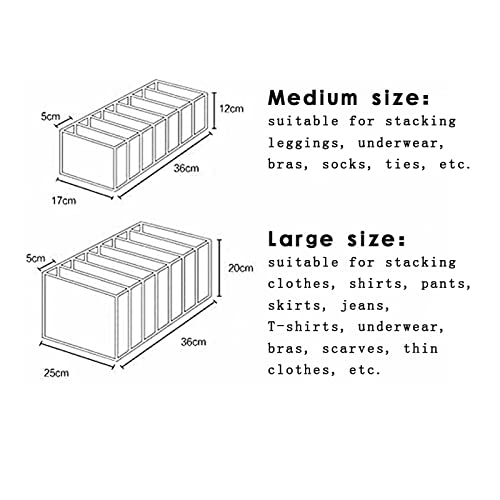 Drawer Organizers for Clothing, 7 Grids Washable Storage Box, Foldable Closet Organizer (White, Large) N664571
