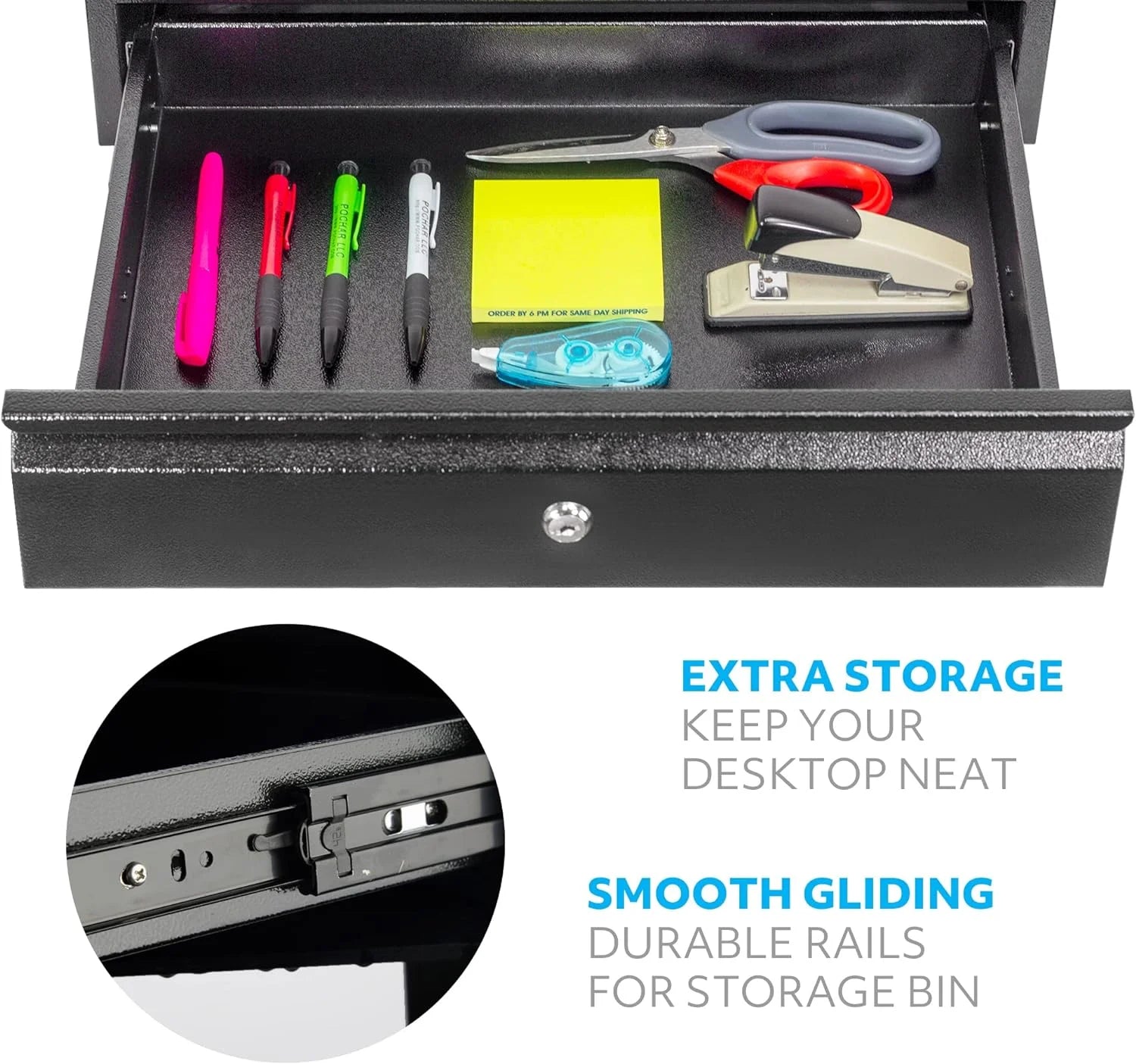 Under Desk Drawer with Lock and Keys, Heavy Duty Attachable Storage I72922
