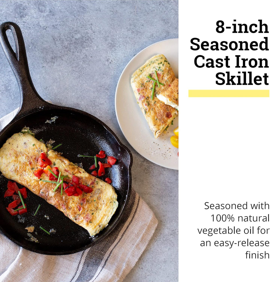 Cast Iron Skillet, Pre-seasoned - 8 in Q978599