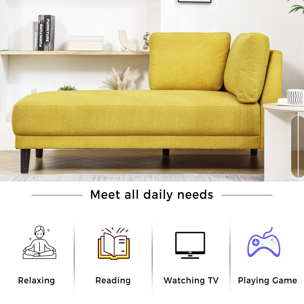 Yellow Chaise Lounge Chair with Arms for Living Room W991