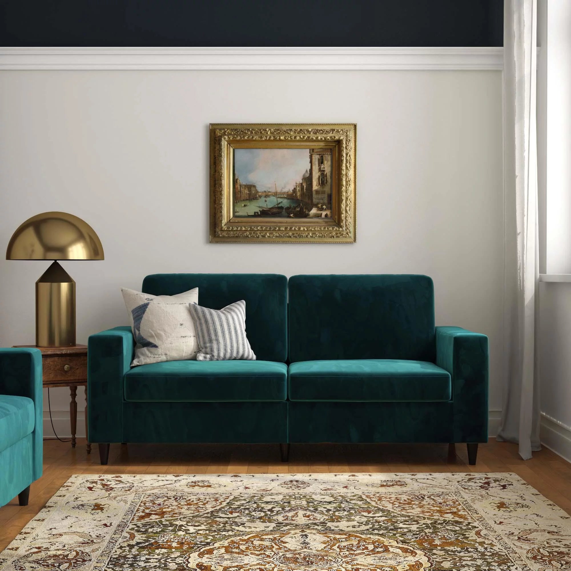 Green Velvet 3 Seater Sofa R889