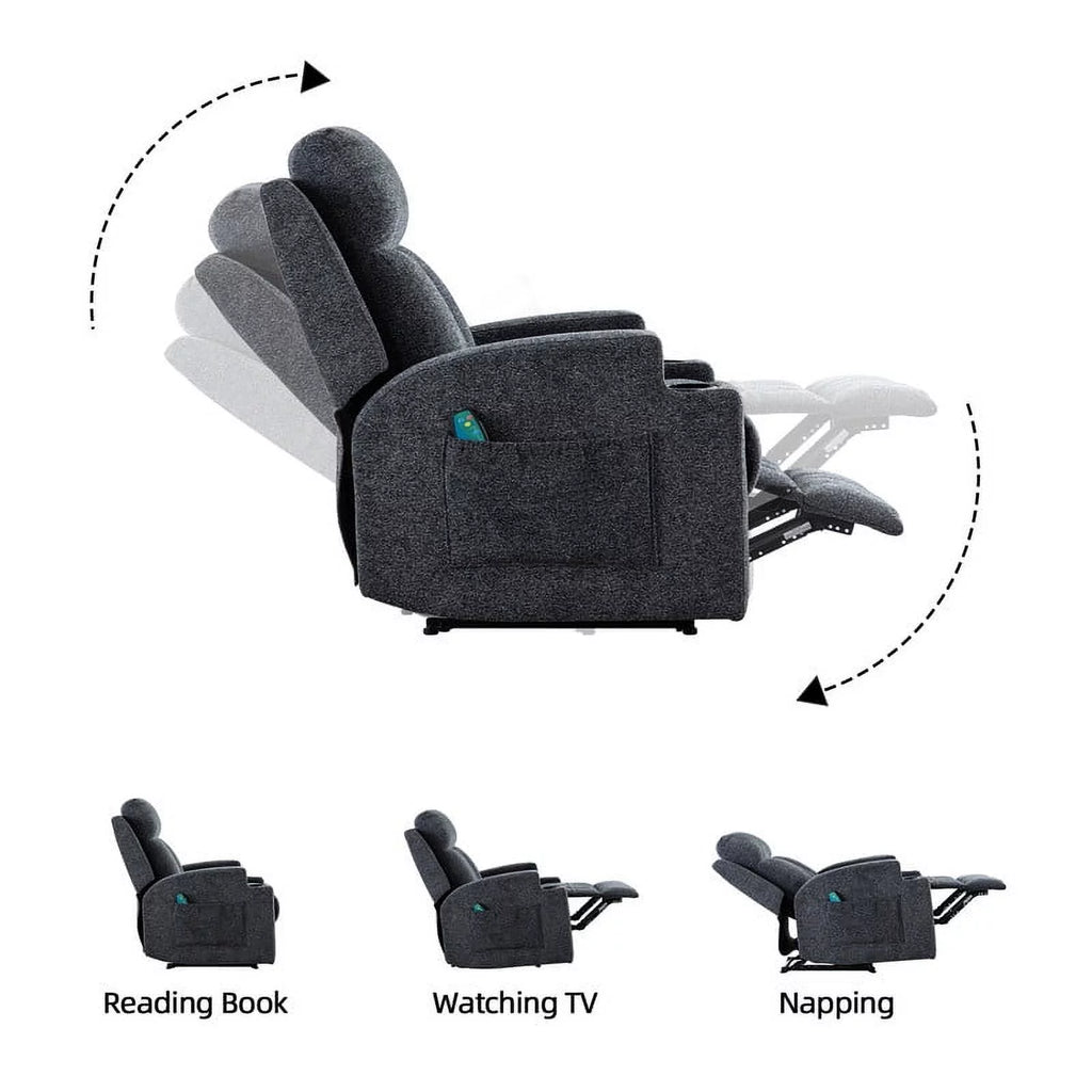 Manual Massage Recliner Chair with Heat and Cup Holders Q90042
