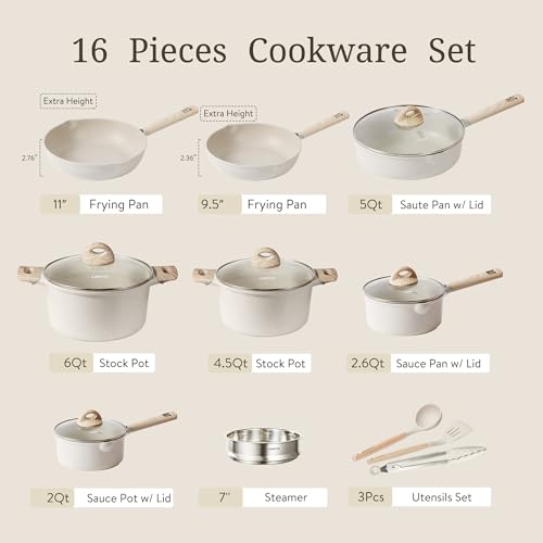 Non Stick Pots and Pans Set, 17 Piece Cookware for Kitchen N23157