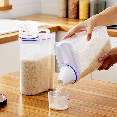 2 Pack Rice Storage Bin Cereal Dispenser, BPA Free Airtight Plastic Food Container V232