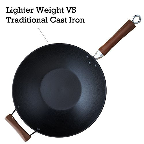 Cast Iron Wok with Wood Handles 14-Inch X1322