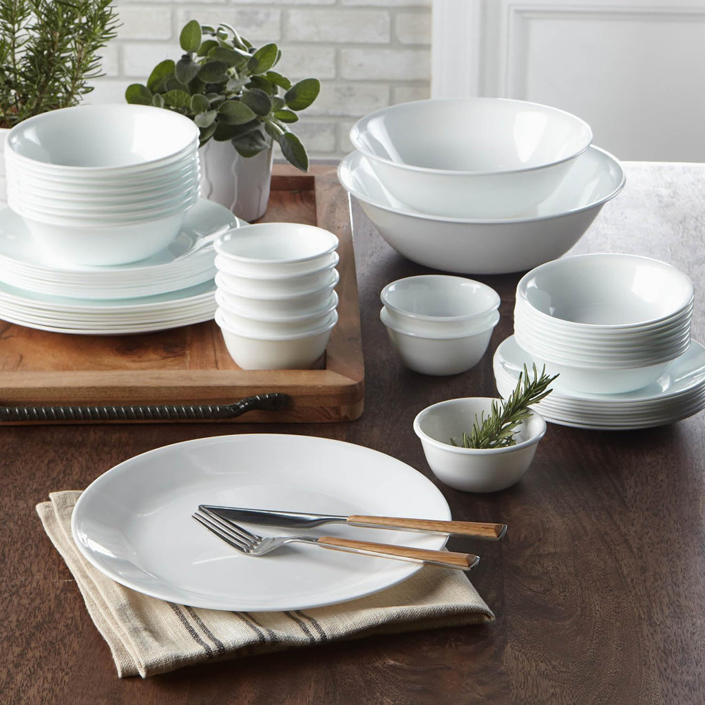 Winter Frost White Glass 30-Piece Dinner Set P913