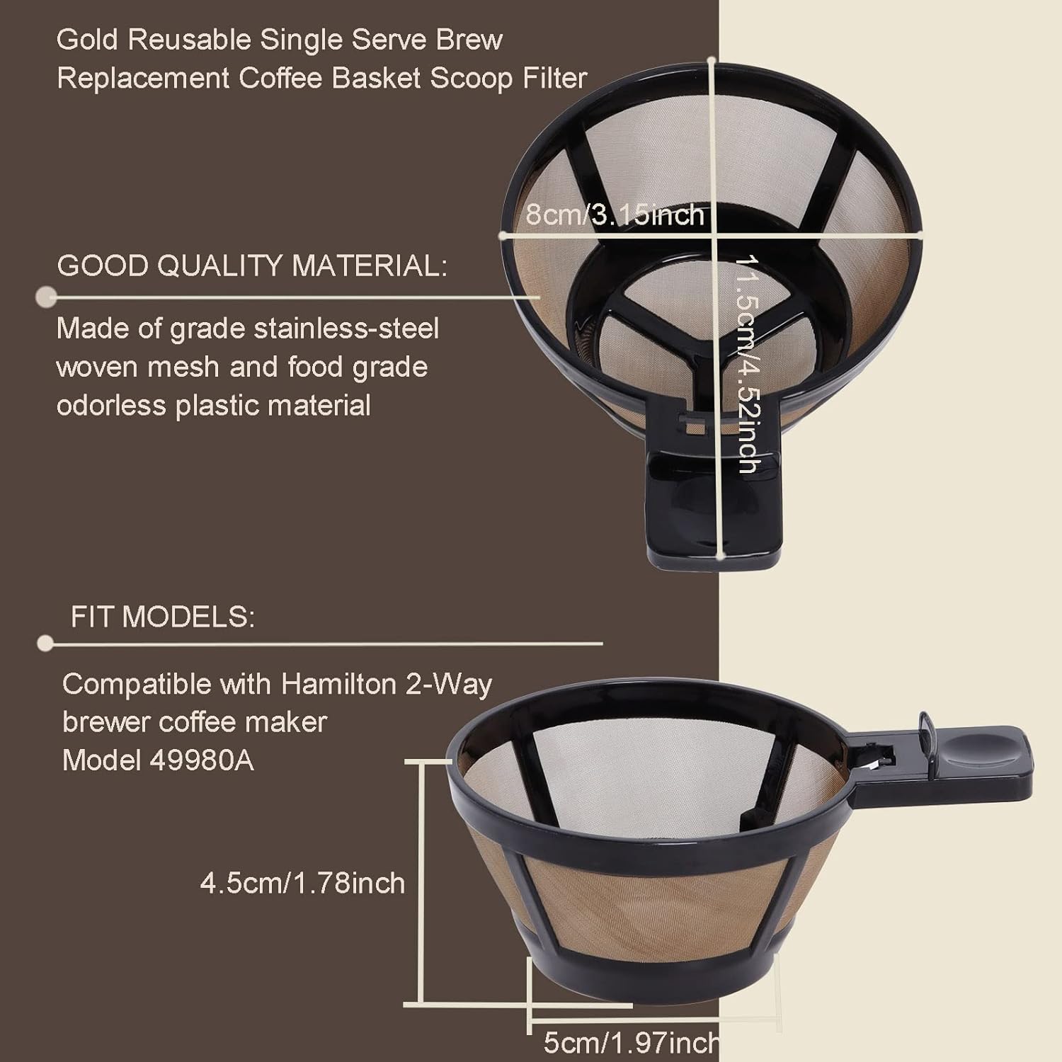 Reusable Coffee Filter Basket for 2-Way Coffee Makers, Pack of 2 X625707