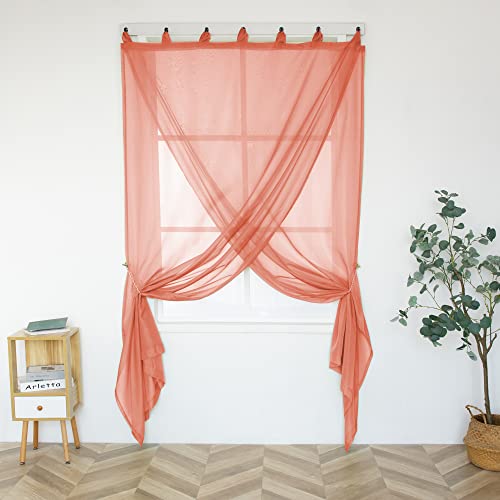 Tab Top Sheer Curtains for Living Room, 52 x 72 Inches, 2 Panels O37158