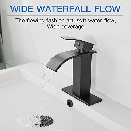Modern Oil Rubbed Bronze Waterfall Bathroom Faucet with Pop Up Drain T38469