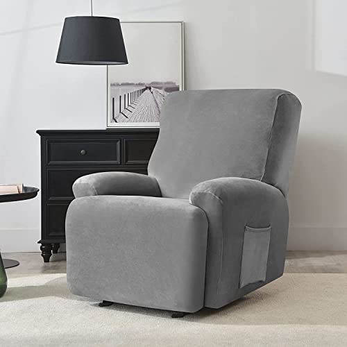 Recliner Chair Cover 4-Piece Stretch Soft with Side Pocket Washable G13569