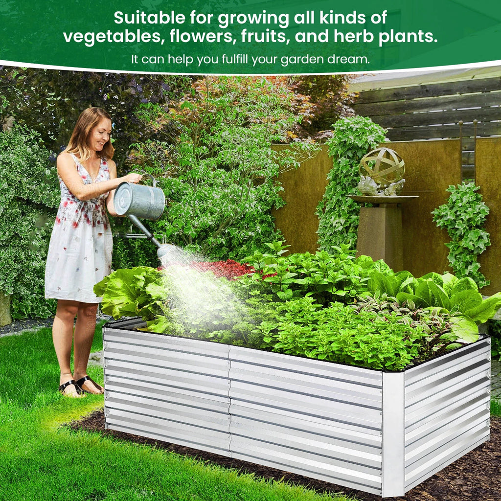 Galvanized Raised Garden Beds 6ft x 3ft x 2ft Metal Planter Box X565