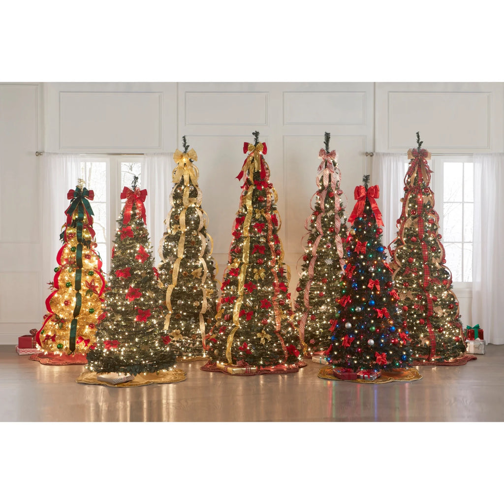 Pre-Lit 6 Foot Pop-Up Christmas Tree, Red White U131