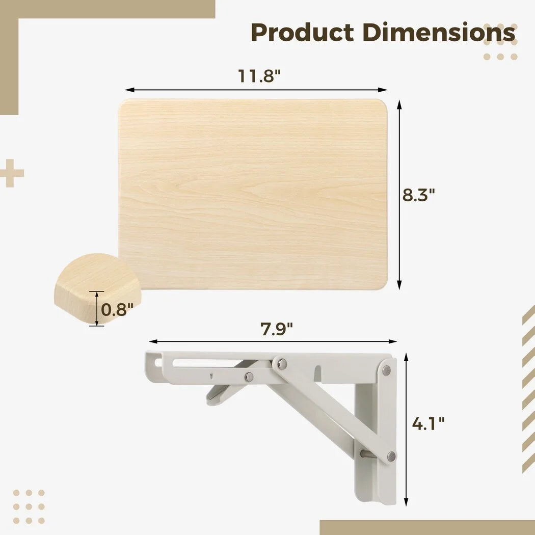Folding Wall Mounted Shelf with Bracket, Heavy Duty Wooden A133