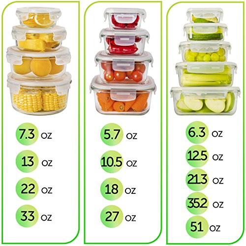 13 Pack Glass Meal Prep Containers with Lids, Multi-Compartment H7288