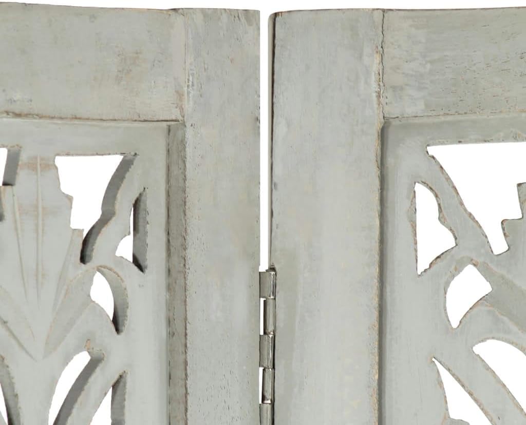 3-Panel Gray Wood Room Divider Screen M4954
