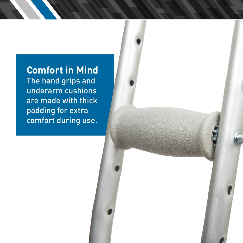 Aluminum Crutches for Adults, Height Adjustable, Medium S27485
