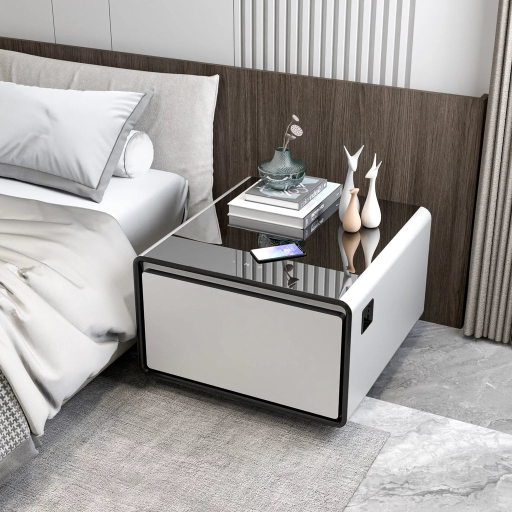 Smart Side Table with Built-in Fridge and Charging Station P6240