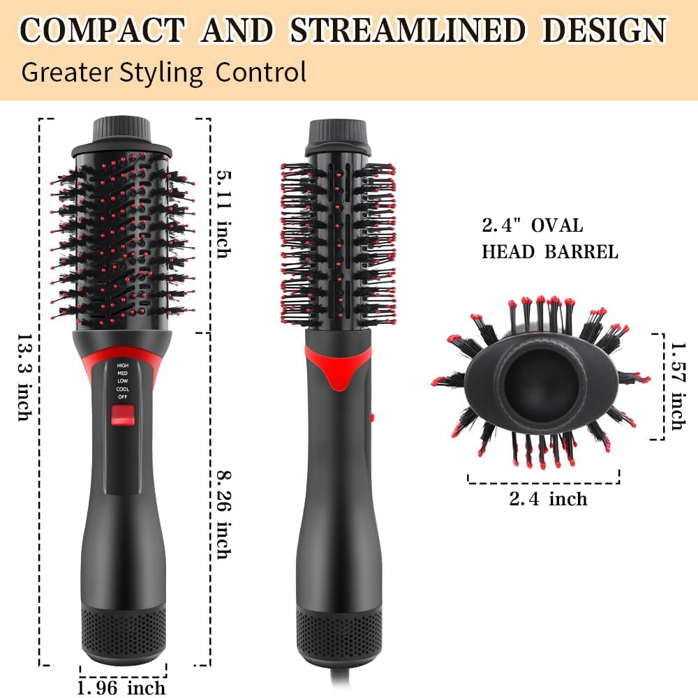 Hair Dryer Brush, 4-in-1 Hot Air Styler with Negative Ion Ceramic Titanium Barrel P149