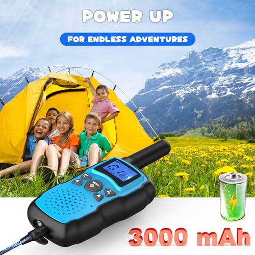 Rechargeable Kids Walkie Talkies with Flashlight, Camping Toys for Girls, 2 Pack Pink Purple V31700