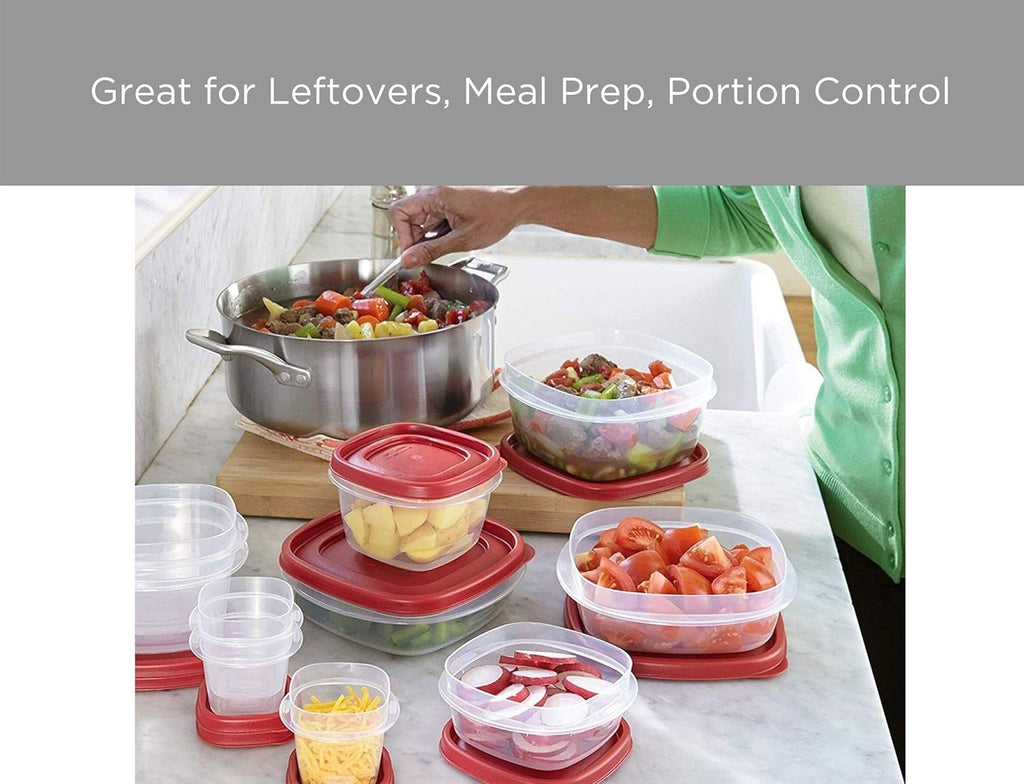 Food Storage Containers with Lids - BPA-Free Plastic - Freezer, Microwave, and Dishwasher Safe - 28 Piece Set V921