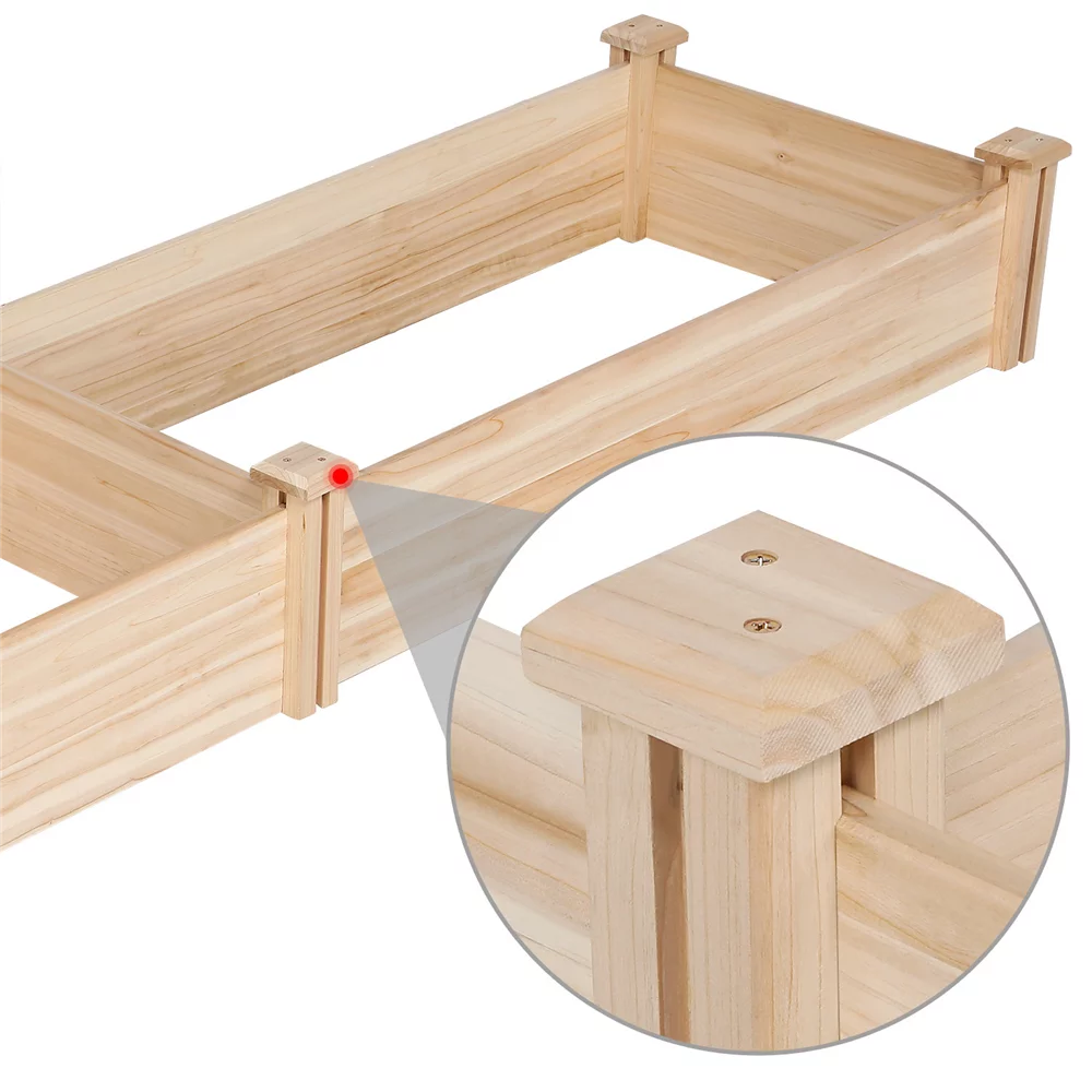 Wooden Raised Garden Bed, 96.7 x 24.6 x 10.6 inch, Natural Wood H28342