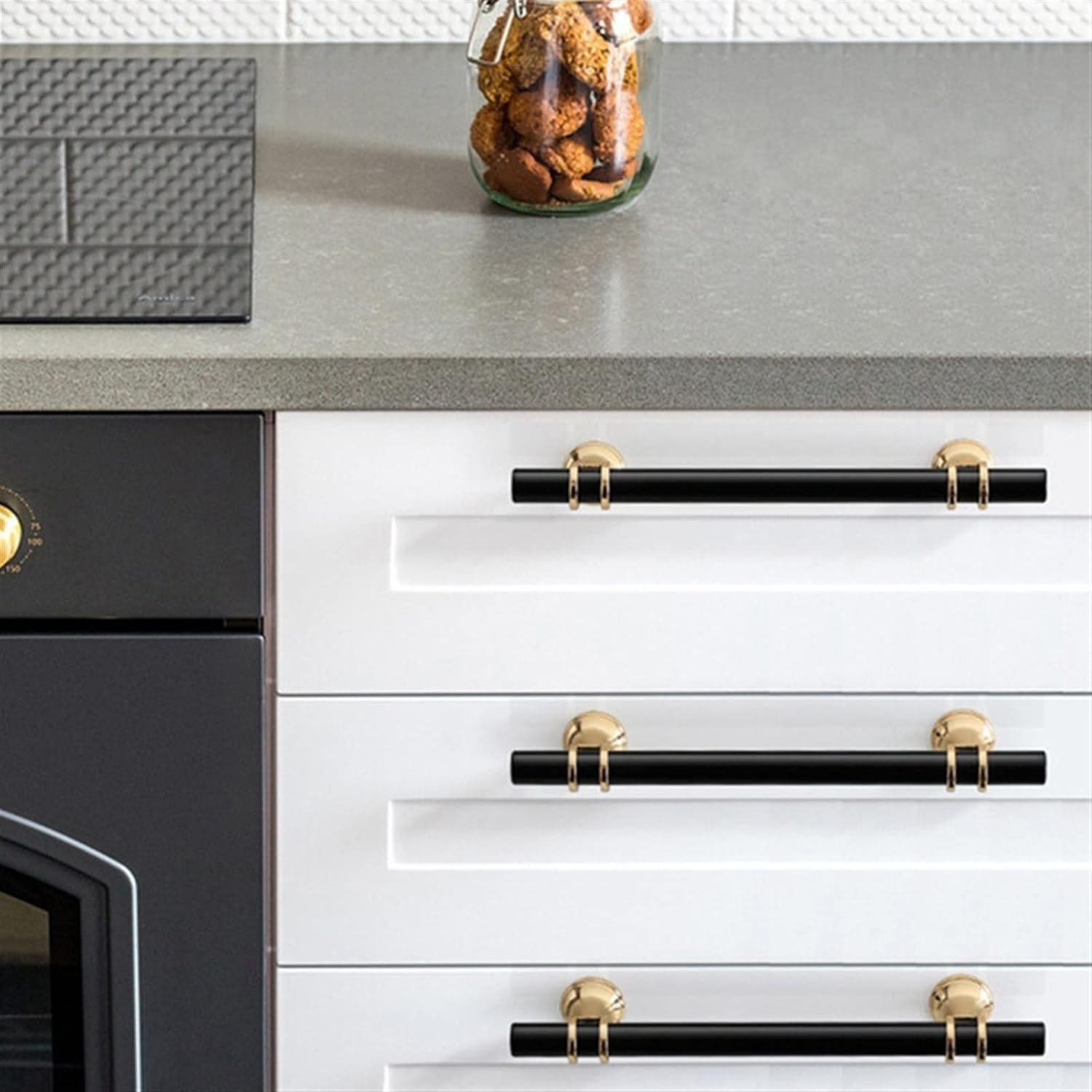 Cabinet Handles Drawer Pulls Modern Black Gold Zinc Alloy M613298