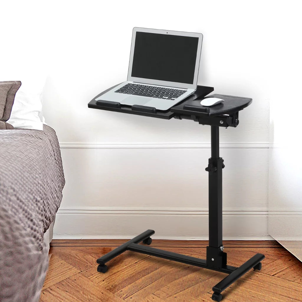 Height Adjustable Mobile Laptop Desk, Black Walnut W461