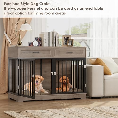 Wooden Dog Crate Furniture with Removable Divider, White J40493