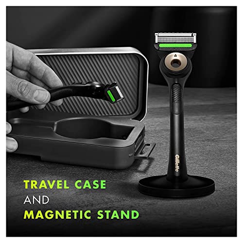 Men's Razor with Exfoliating Bar, 3 Blade Refills, Travel Case and Stand J314
