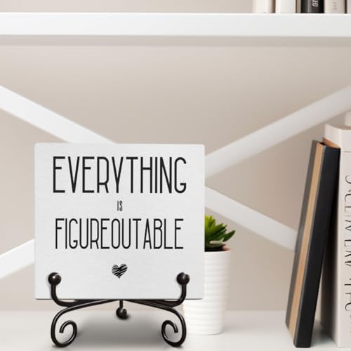 Funny Positive Quotes Wooden Sign for Office Shelf Desk Decor, 5 x 5 Inches A1072