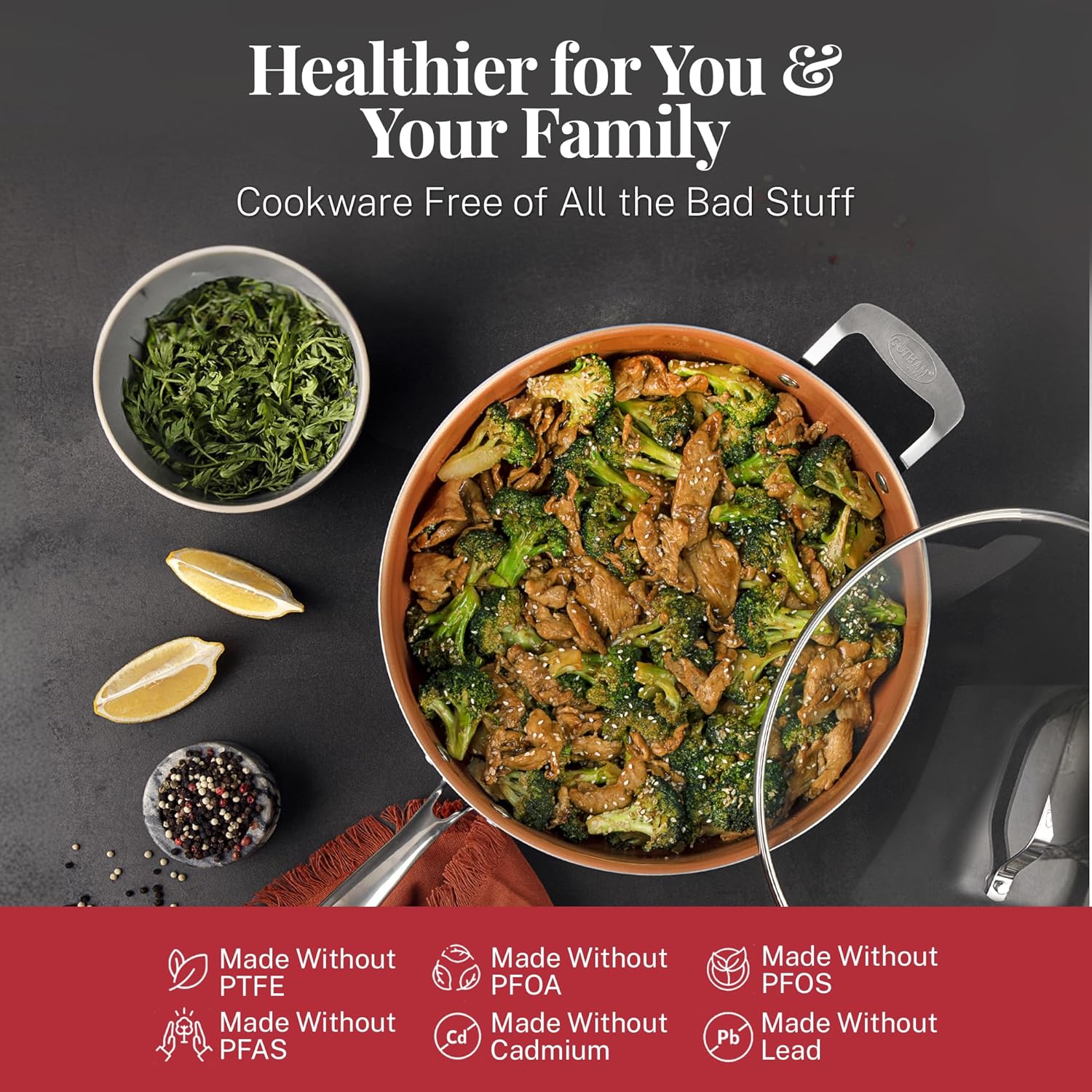 Nonstick Pots and Pans Set with Lids, Oven Safe H98429