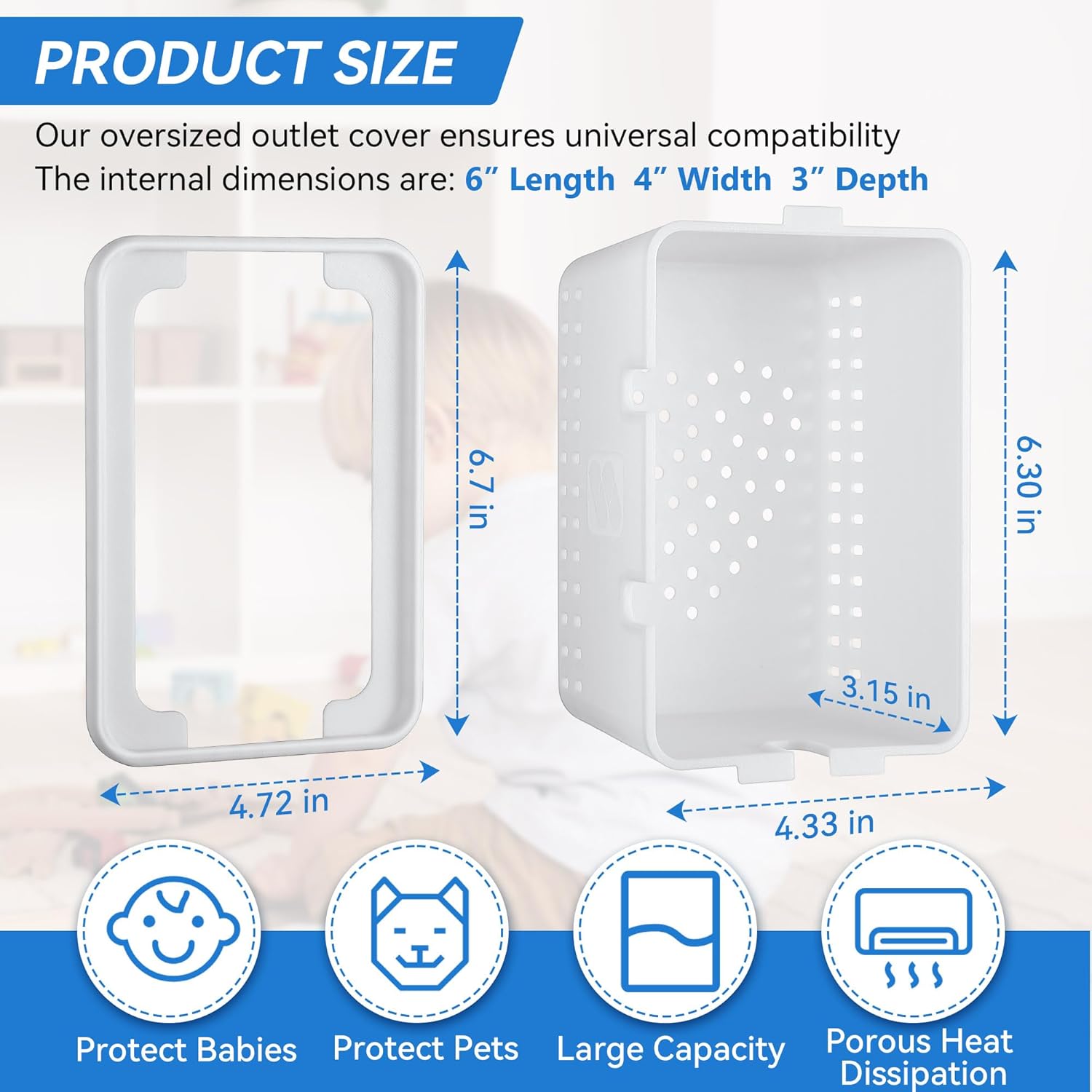 Extra Large Baby Proof Outlet Covers Box for Childproof, Plug Protectors M8200